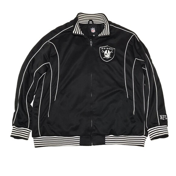 NFL Raiders Mesh Lined Track Jacket Size 2XL Black - Picture 1 of 8